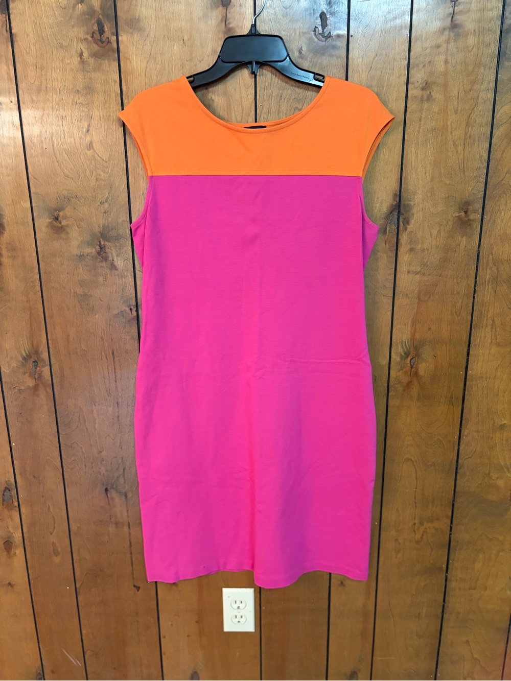 Talbots Pink and Orange Colorblock Sleeveless Shift Dress
